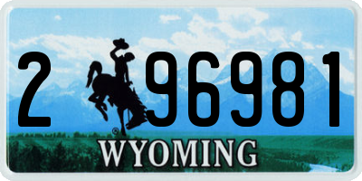 WY license plate 296981