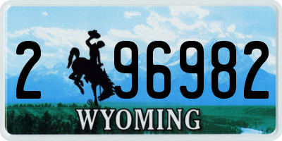 WY license plate 296982