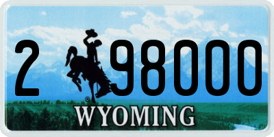 WY license plate 298000