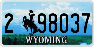 WY license plate 298037