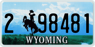 WY license plate 298481