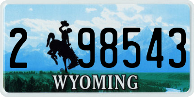 WY license plate 298543