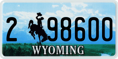WY license plate 298600