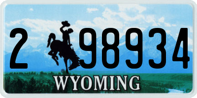 WY license plate 298934