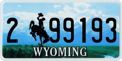 WY license plate 299193
