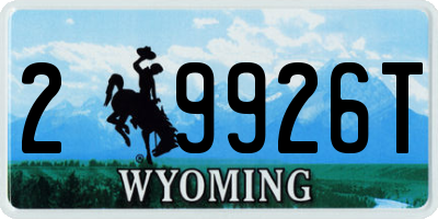 WY license plate 29926T