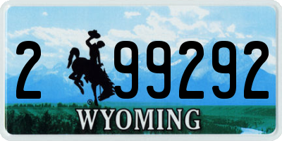 WY license plate 299292