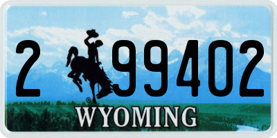 WY license plate 299402