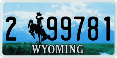 WY license plate 299781