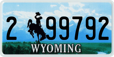 WY license plate 299792