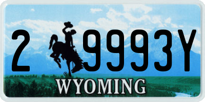 WY license plate 29993Y