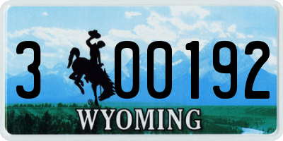WY license plate 300192