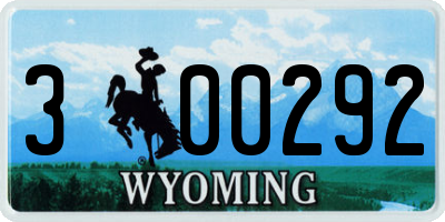 WY license plate 300292