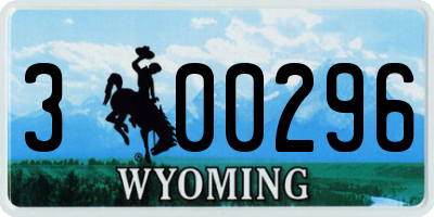WY license plate 300296