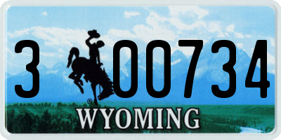 WY license plate 300734