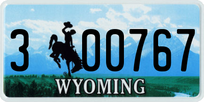 WY license plate 300767