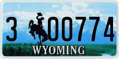 WY license plate 300774
