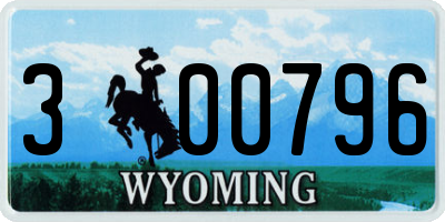 WY license plate 300796