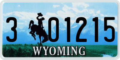 WY license plate 301215