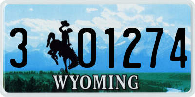 WY license plate 301274