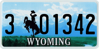 WY license plate 301342
