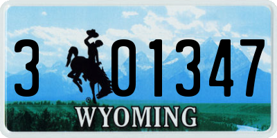 WY license plate 301347
