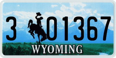 WY license plate 301367
