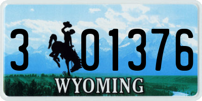 WY license plate 301376