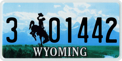 WY license plate 301442