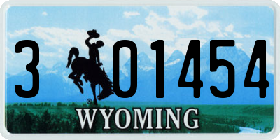 WY license plate 301454