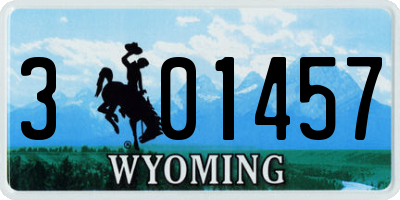 WY license plate 301457