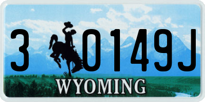 WY license plate 30149J