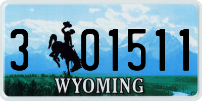 WY license plate 301511