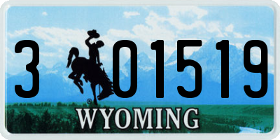 WY license plate 301519