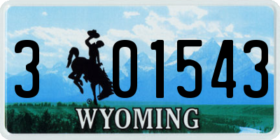 WY license plate 301543