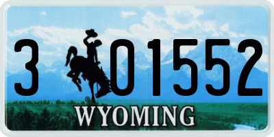 WY license plate 301552
