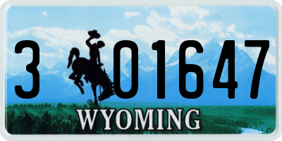 WY license plate 301647