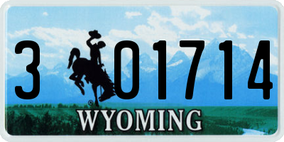WY license plate 301714