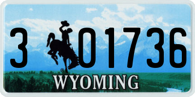 WY license plate 301736