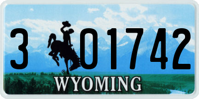 WY license plate 301742