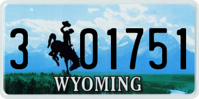 WY license plate 301751