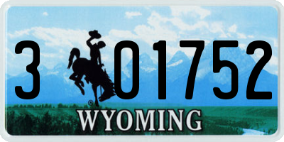 WY license plate 301752
