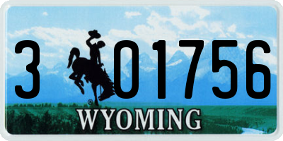 WY license plate 301756