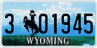 WY license plate 301945