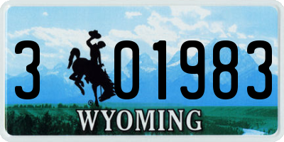 WY license plate 301983