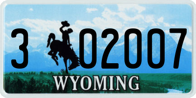 WY license plate 302007