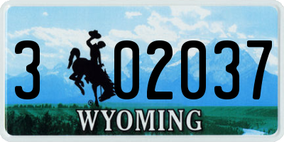 WY license plate 302037