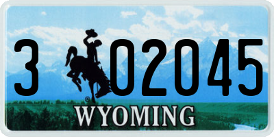 WY license plate 302045