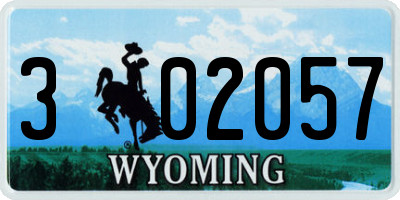 WY license plate 302057