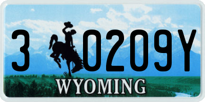 WY license plate 30209Y